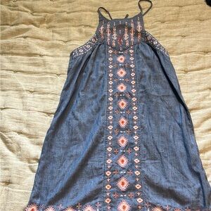 Embroidered denim dress